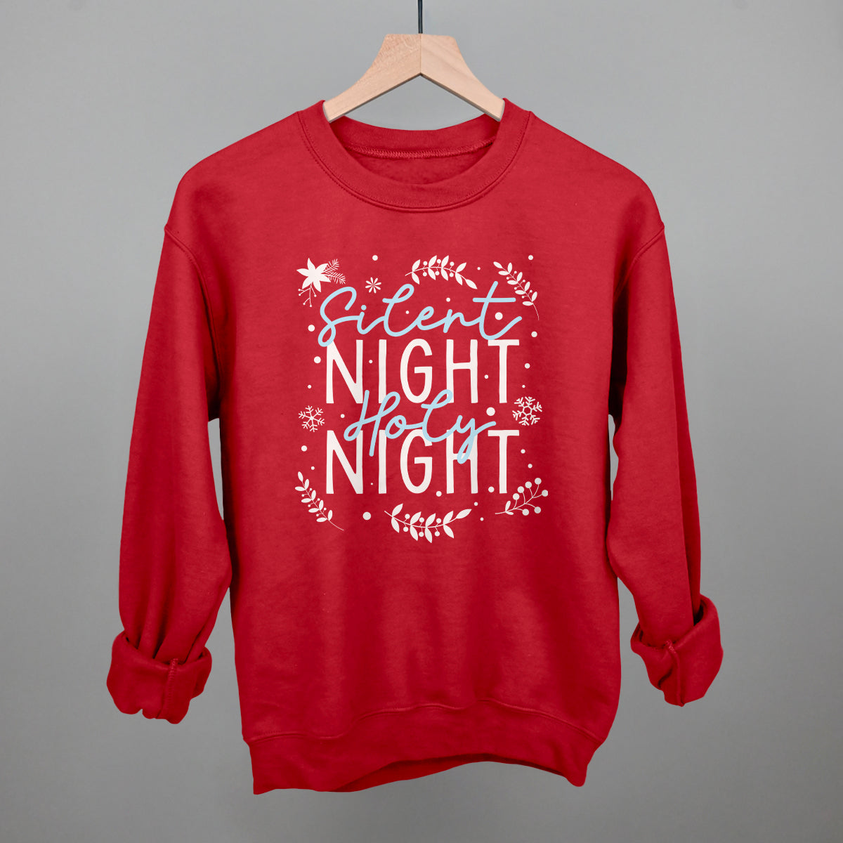Silent Night Holy Night Blue & White Doodles - clothing by TeeHivey.com (Image 1)
