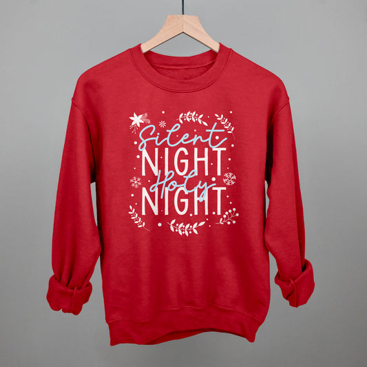 Silent Night Holy Night Blue & White Doodles - clothing by TeeHivey.com (Image 1)