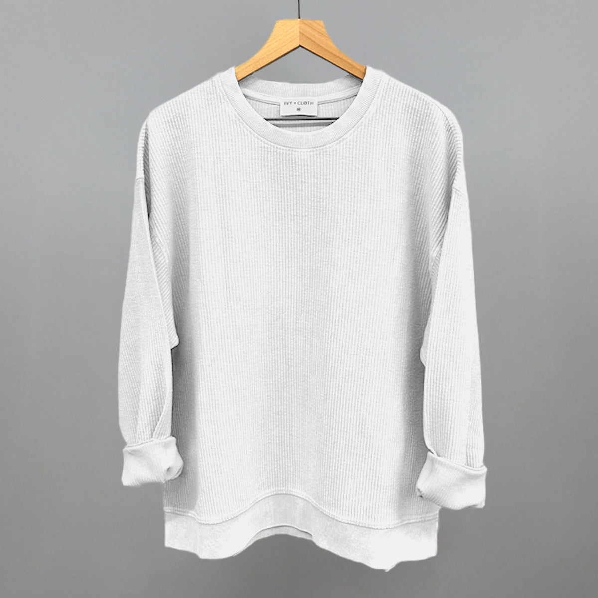 White Oversized Corded Crew - clothing by TeeHivey.com (Image 1)
