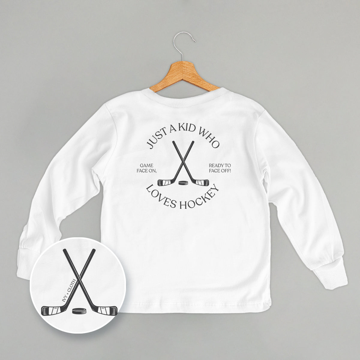 Just A Kid Who Loves Hockey (Kids Back Print) - clothing by TeeHivey.com (Image 1)