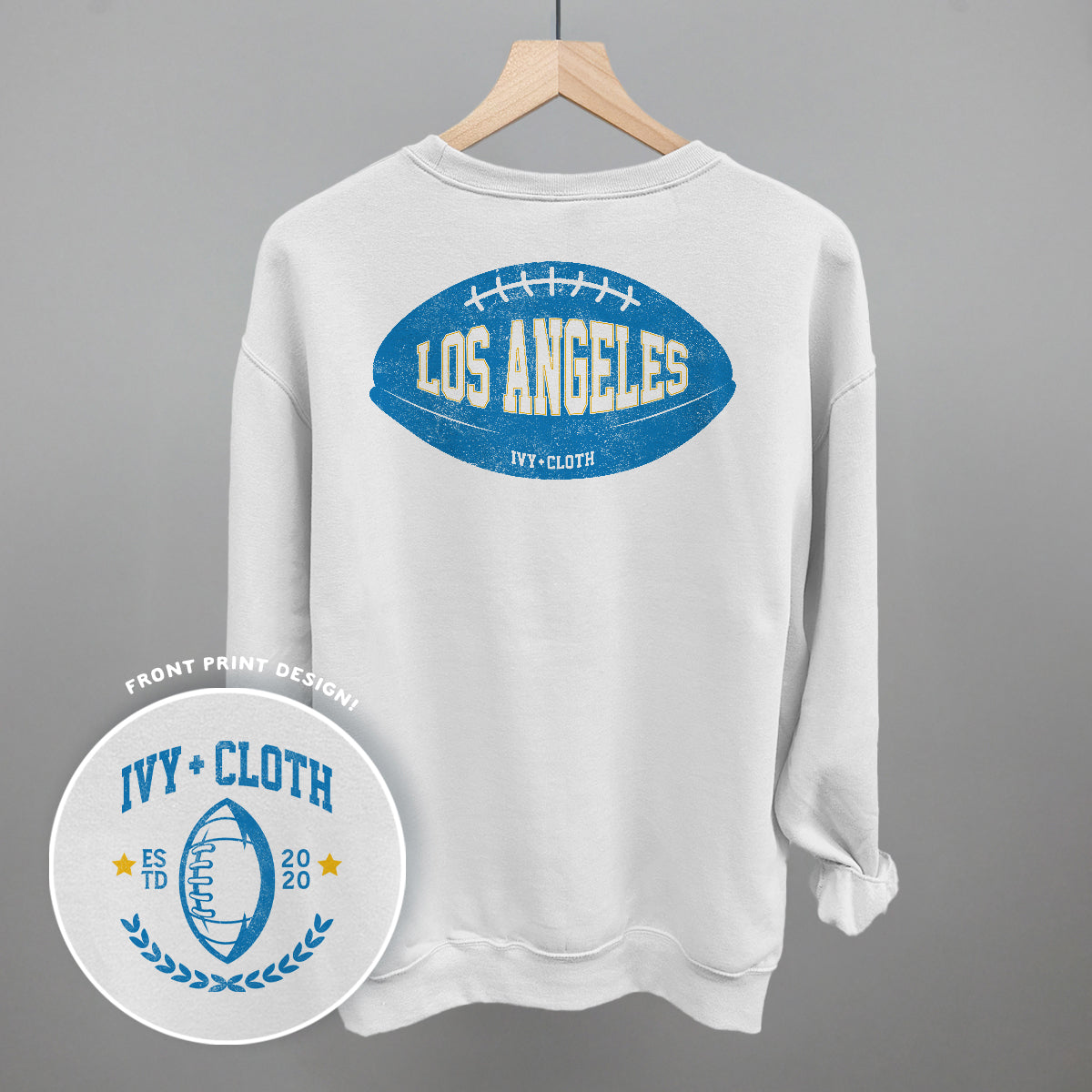 Los Angeles Football (Light Blue) (Back Print) - clothing by TeeHivey.com (Image 4)