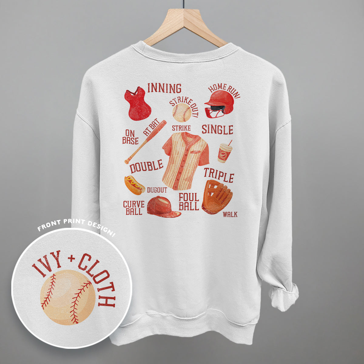 Baseball Doodles (Red) (Back Print) - clothing by TeeHivey.com (Image 1)