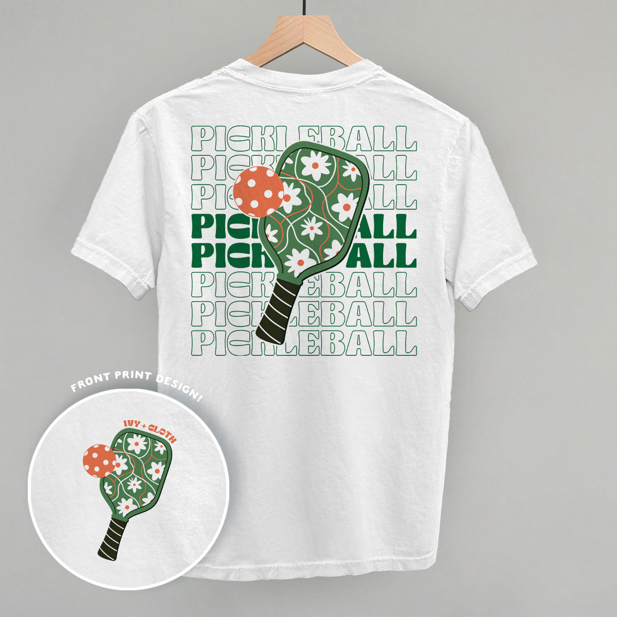 Pickleball Floral Repeated (Back Print) - clothing by TeeHivey.com (Image 4)