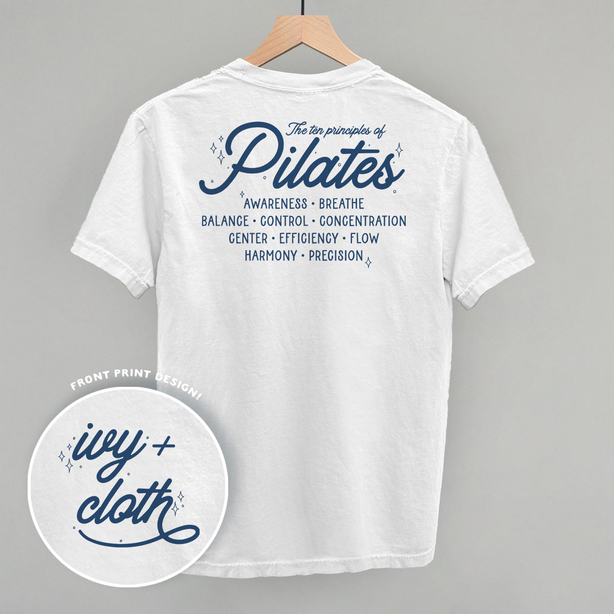 The 10 Principles Of Pilates (Back Print) - clothing by TeeHivey.com (Image 4)