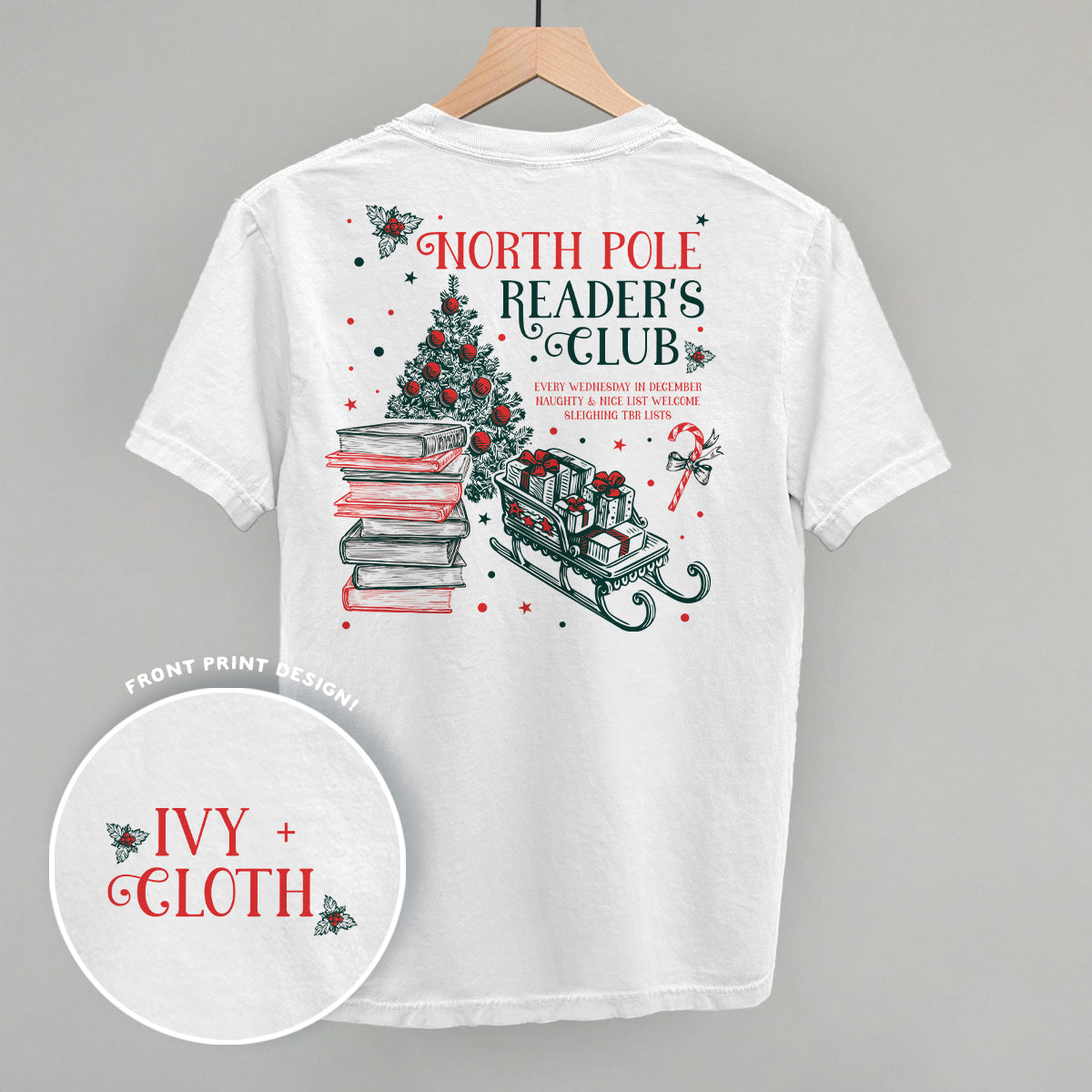 North Pole Reader's Club (Back Print) - clothing by TeeHivey.com (Image 3)