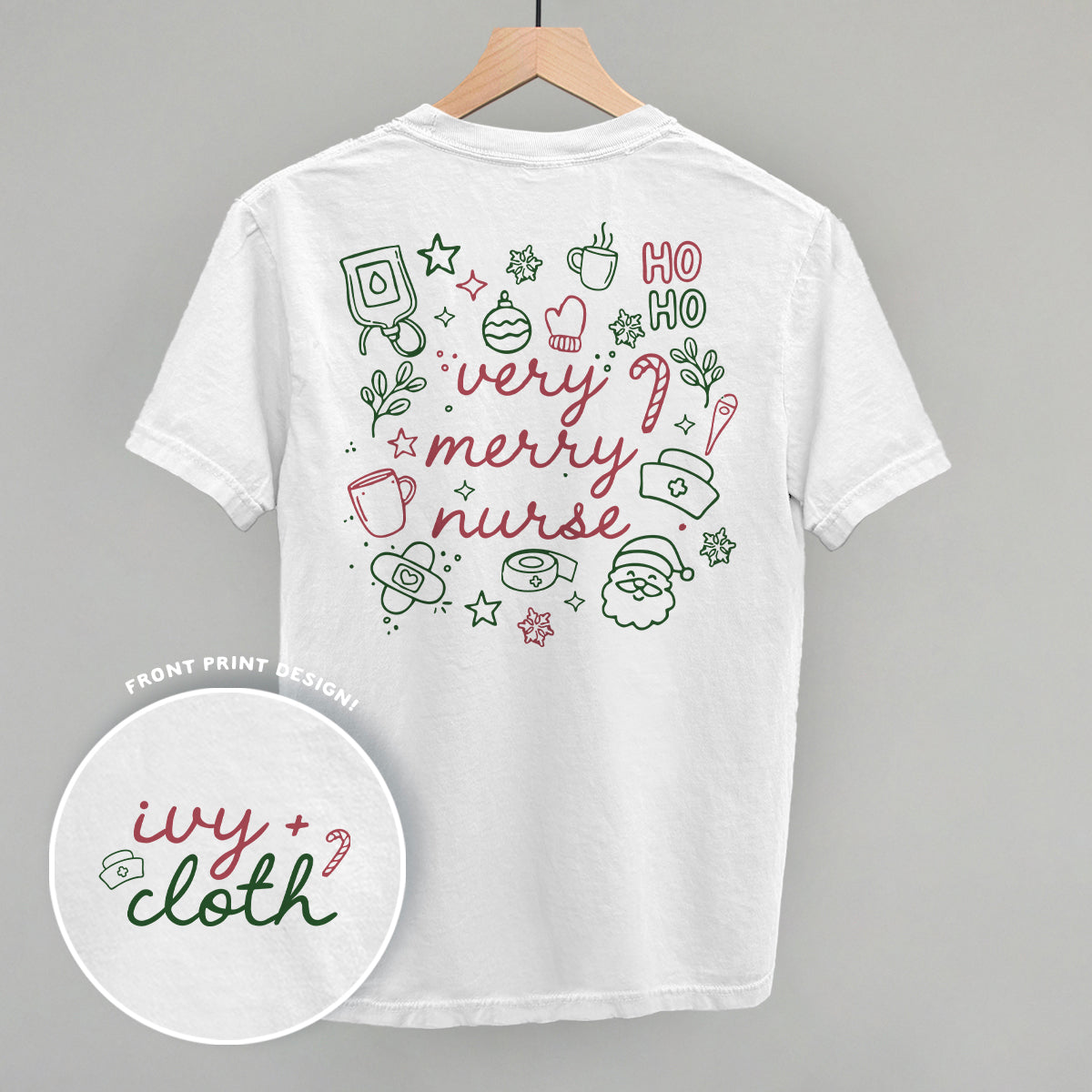 Very Merry Nurse Doodles (Back Print) - clothing by TeeHivey.com (Image 3)