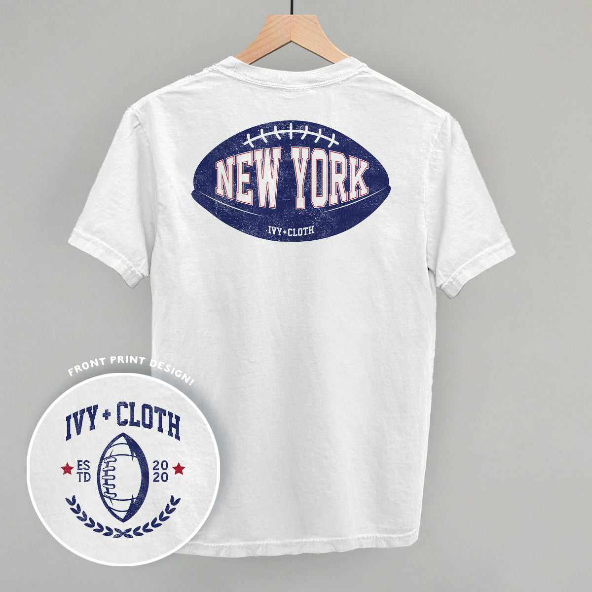 New York Football (Blue) (Back Print) - clothing by TeeHivey.com (Image 2)