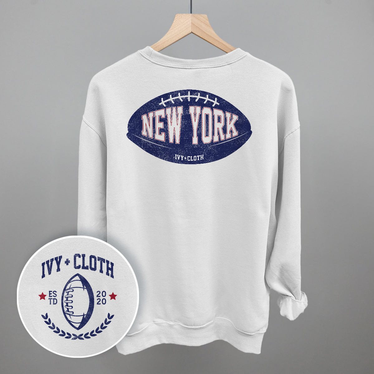 New York Football (Blue) (Back Print) - clothing by TeeHivey.com (Image 4)
