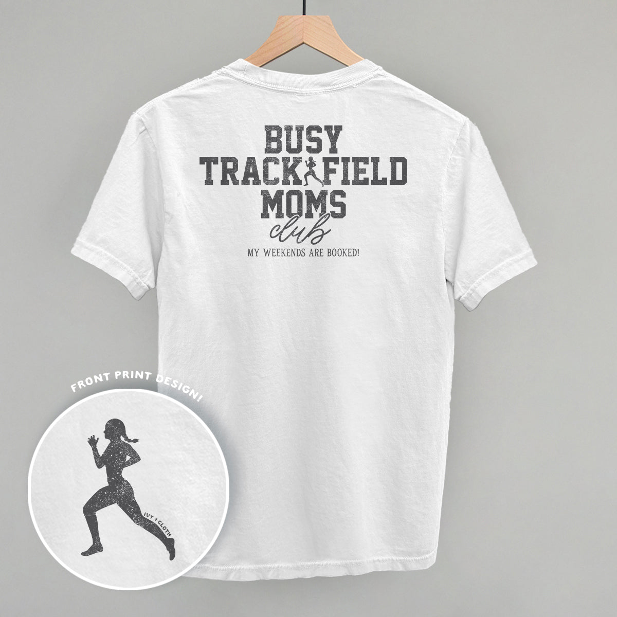 Busy Track And Field Moms Club (Back Print) - clothing by TeeHivey.com (Image 1)