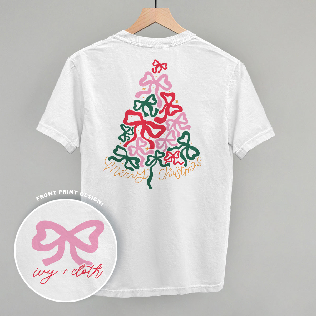 Merry Christmas Bow Tree (Back Print) - clothing by TeeHivey.com (Image 4)