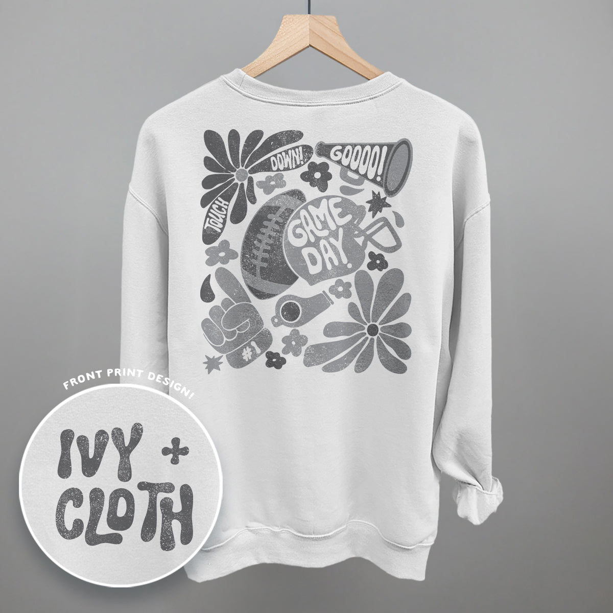 Floral Game Day White/Grey (Back Print)