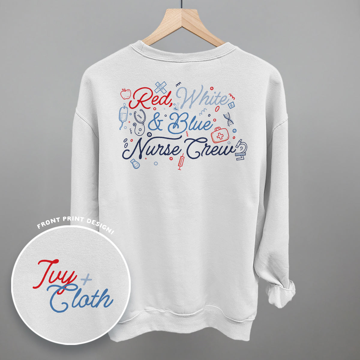 Red, White & Blue Nurse Crew (Back Print) - clothing by TeeHivey.com (Image 2)