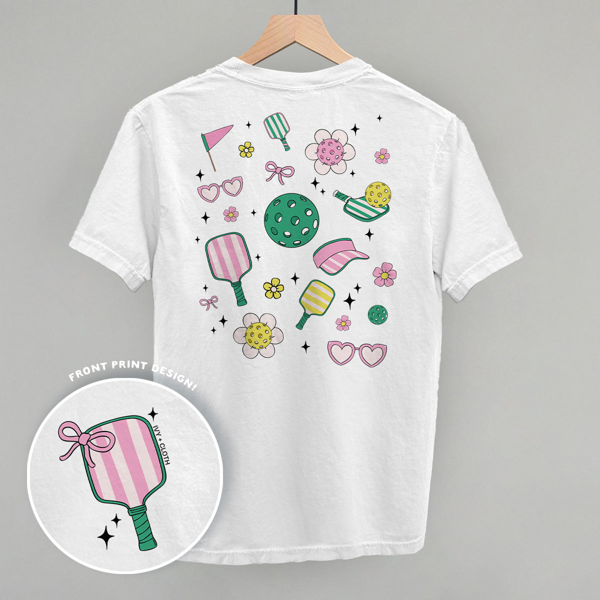 Pickleball Retro Doodles (Back Print) - clothing by TeeHivey.com (Image 4)