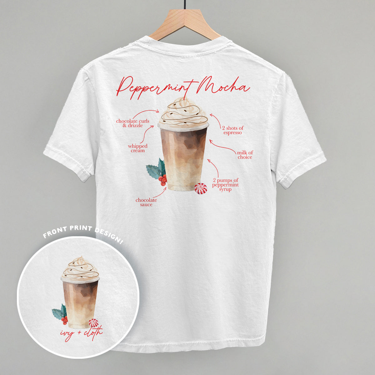 Peppermint Mocha Recipe (Back Print) - clothing by TeeHivey.com (Image 2)