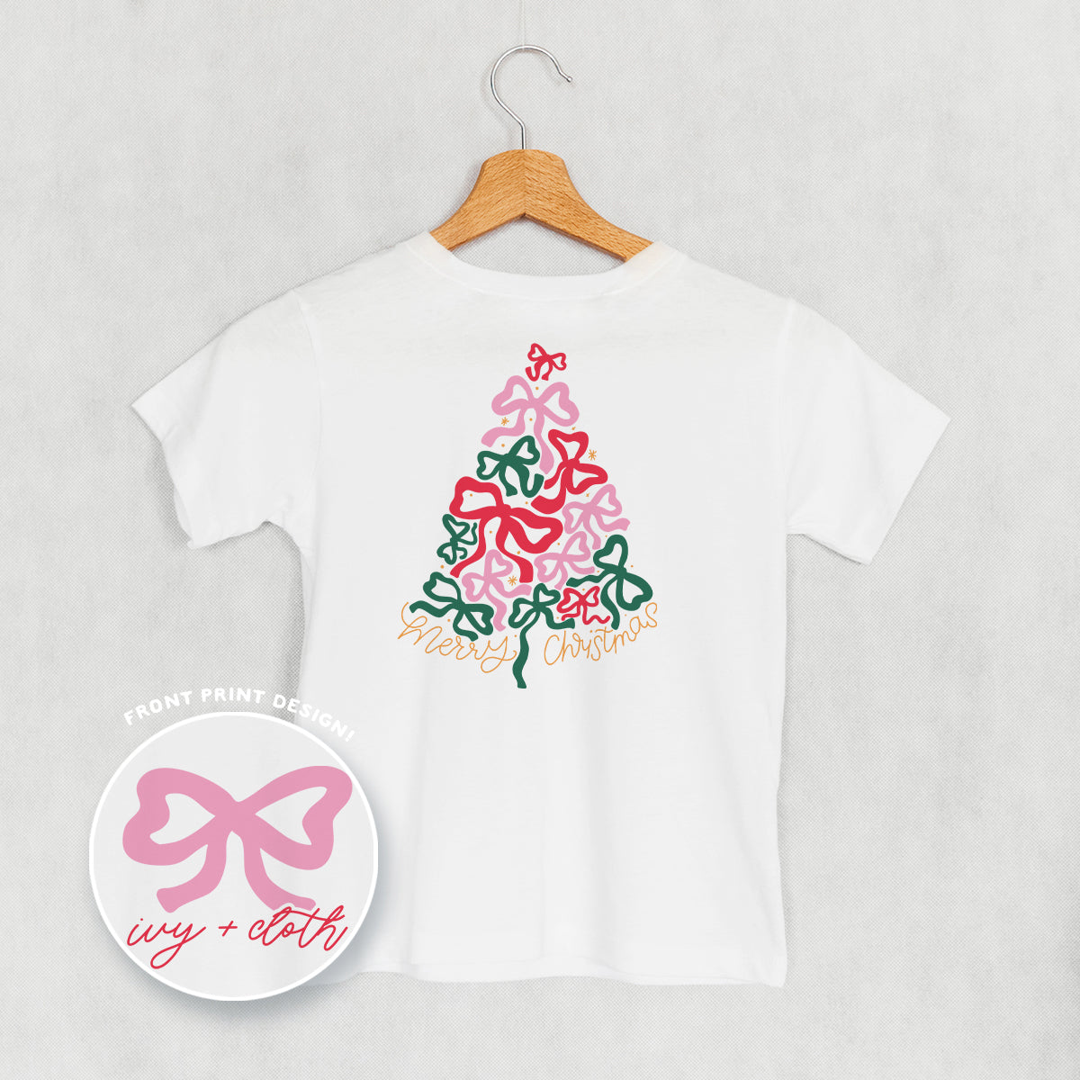 Merry Christmas Bow Tree (Kids Back Print) - clothing by TeeHivey.com (Image 5)