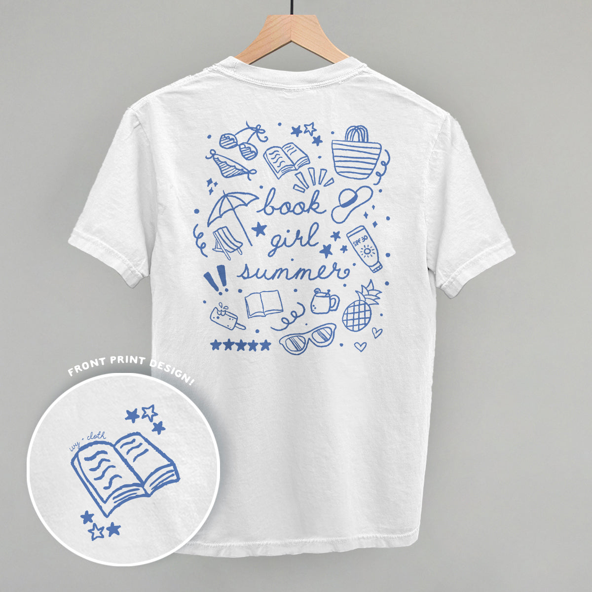 Book Girl Summer Monochromatic (Back Print) - clothing by TeeHivey.com (Image 4)