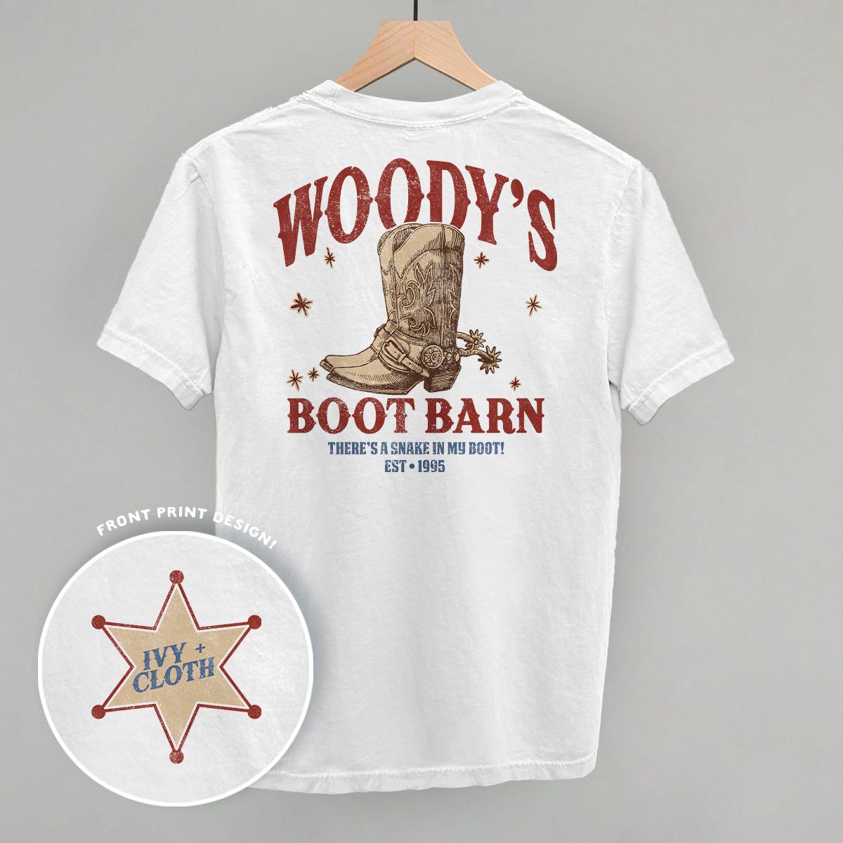 Woody's Boot Barn (Back Print) - clothing by TeeHivey.com (Image 3)