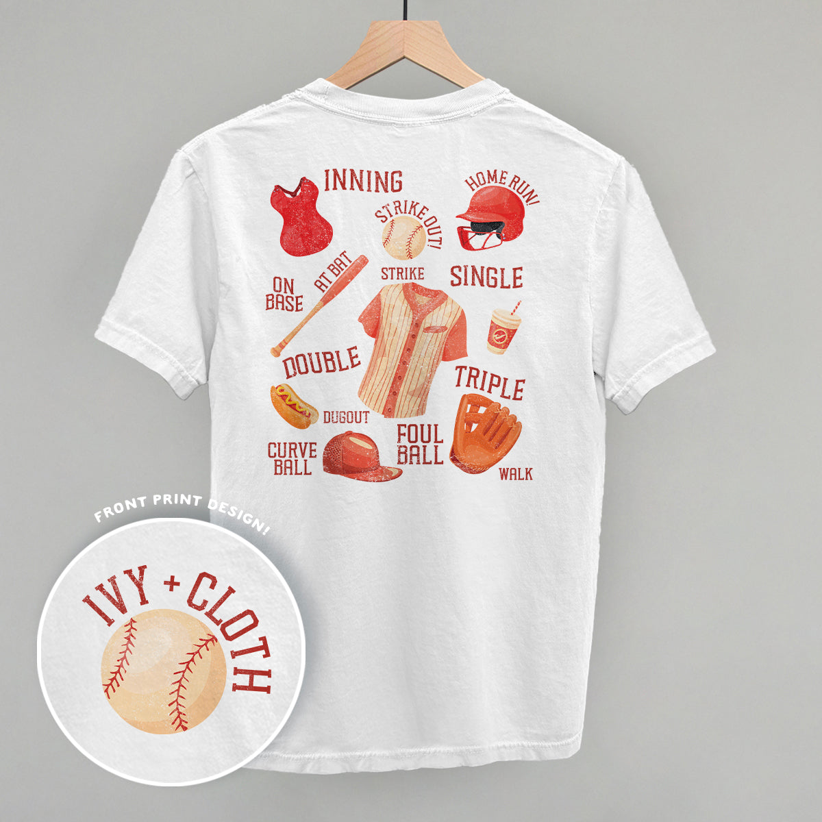 Baseball Doodles (Red) (Back Print) - clothing by TeeHivey.com (Image 3)