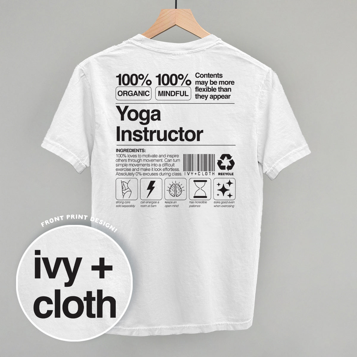 Yoga Instructor Nutrition Facts (Back Print) - clothing by TeeHivey.com (Image 1)