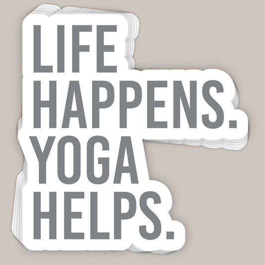 Life Happens Yoga Helps Decal - clothing by TeeHivey.com (Image 1)