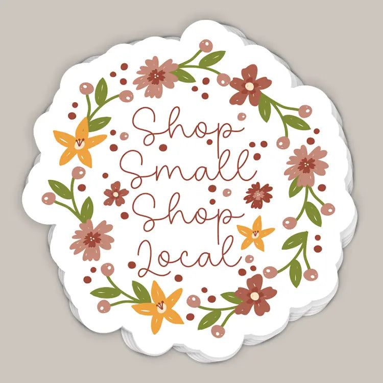 Shop Small Shop Local Wreath Decal - clothing by TeeHivey.com (Image 1)