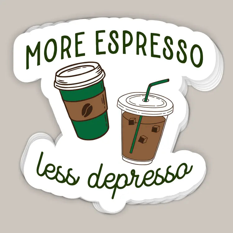 More Espresso Less Depresso Decal - clothing by TeeHivey.com (Image 1)