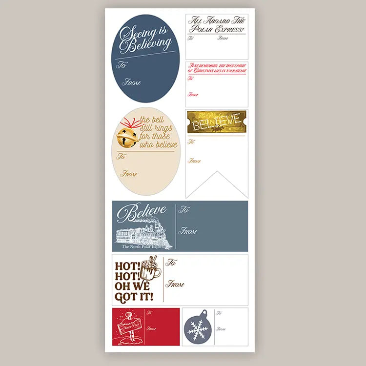 Polar Express Holiday Tags (Sticker Sheet) - clothing by TeeHivey.com (Image 1)
