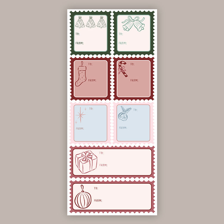 Christmas Stamp Holiday Tags (Sticker Sheet) - clothing by TeeHivey.com (Image 1)
