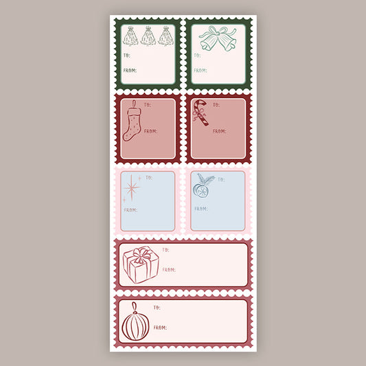 Christmas Stamp Holiday Tags (Sticker Sheet) - clothing by TeeHivey.com (Image 1)