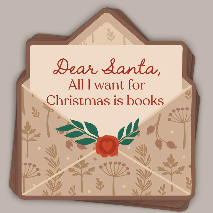 Dear Santa, All I Want For Christmas Is Books (Decal) - clothing by TeeHivey.com (Image 1)