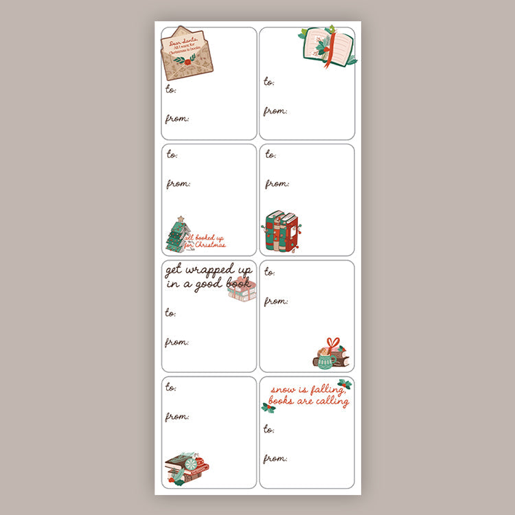 Merry Bookmas Holiday Tags (Sticker Sheet) - clothing by TeeHivey.com (Image 1)