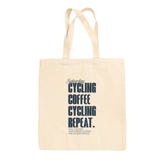 Saturday Cycling and Coffee Tote Bag - clothing by TeeHivey.com (Image 1)