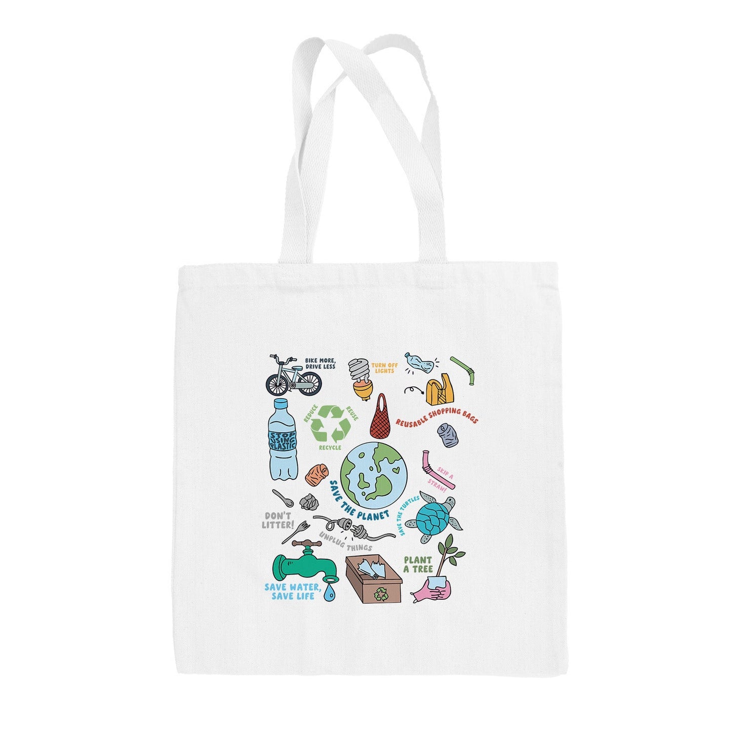 Save The Planet Doodles Tote Bag - clothing by TeeHivey.com (Image 1)