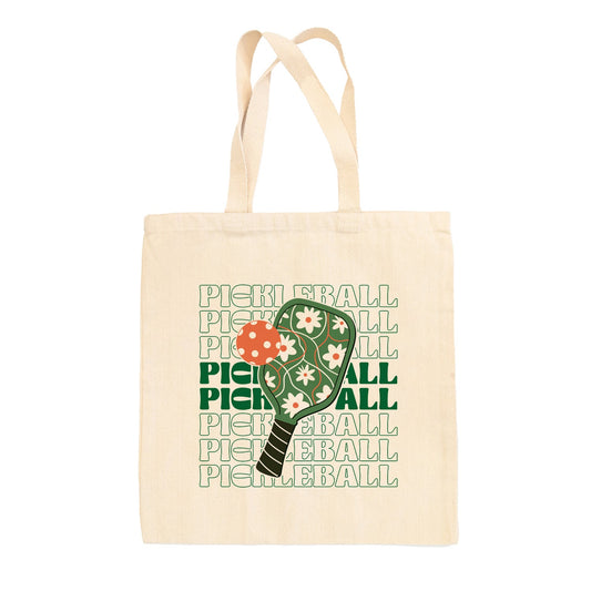 Pickleball Floral Repeated Tote Bag - clothing by TeeHivey.com (Image 1)