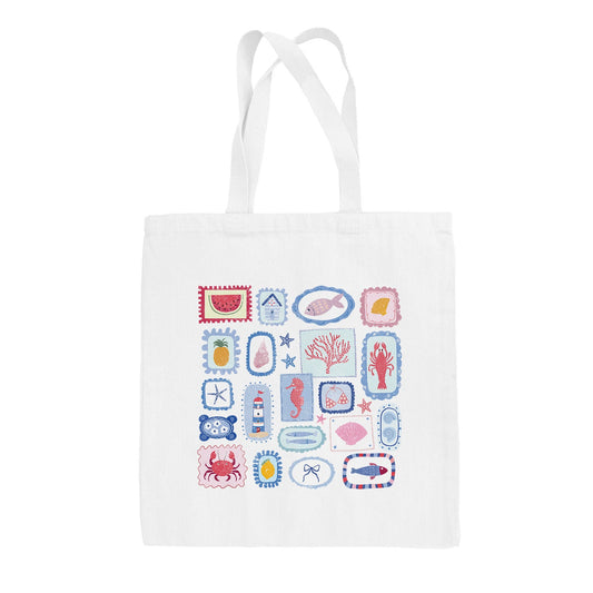 Summer Postage Stamp Doodles Tote Bag