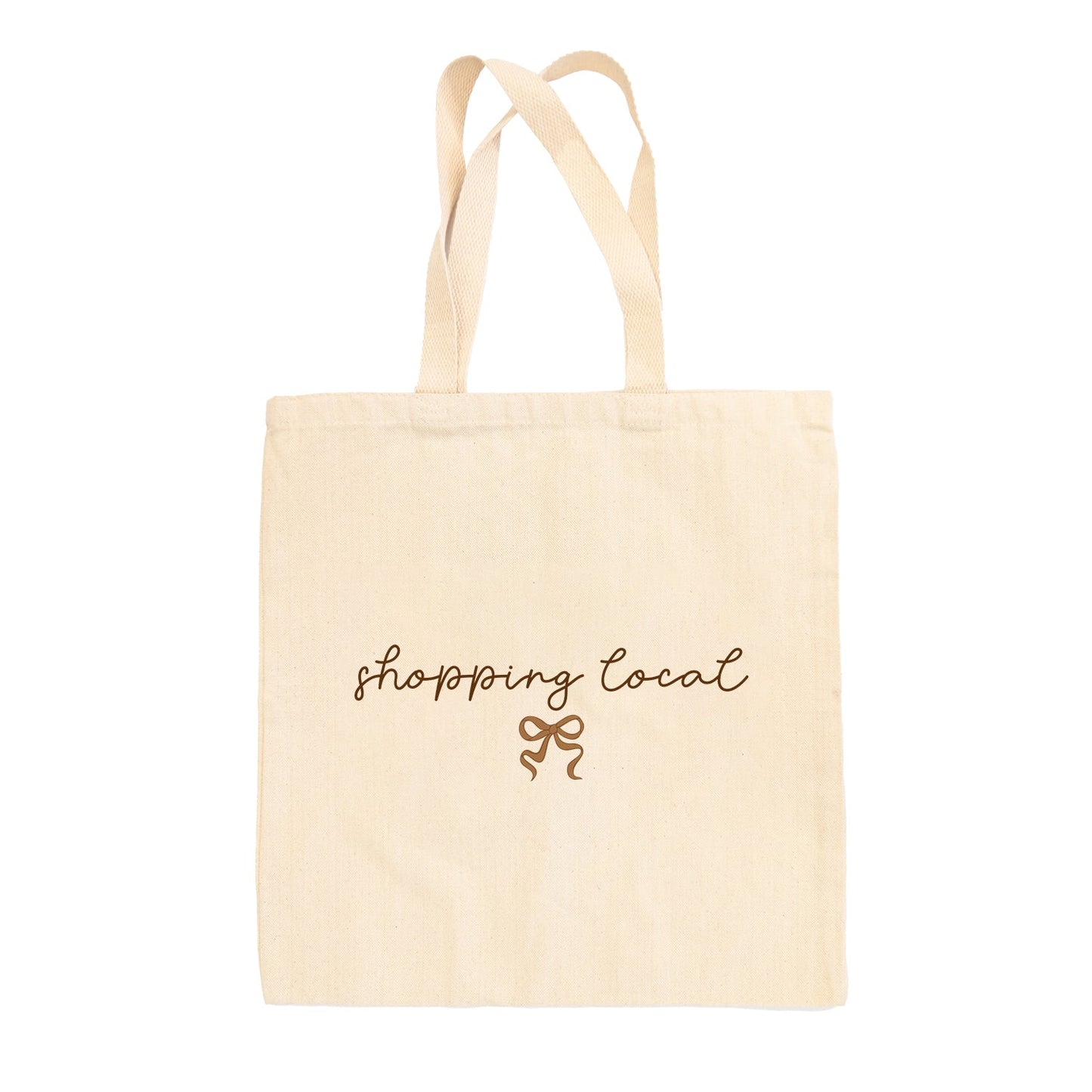 Shopping Local Script + Bow Tote Bag - clothing by TeeHivey.com (Image 1)