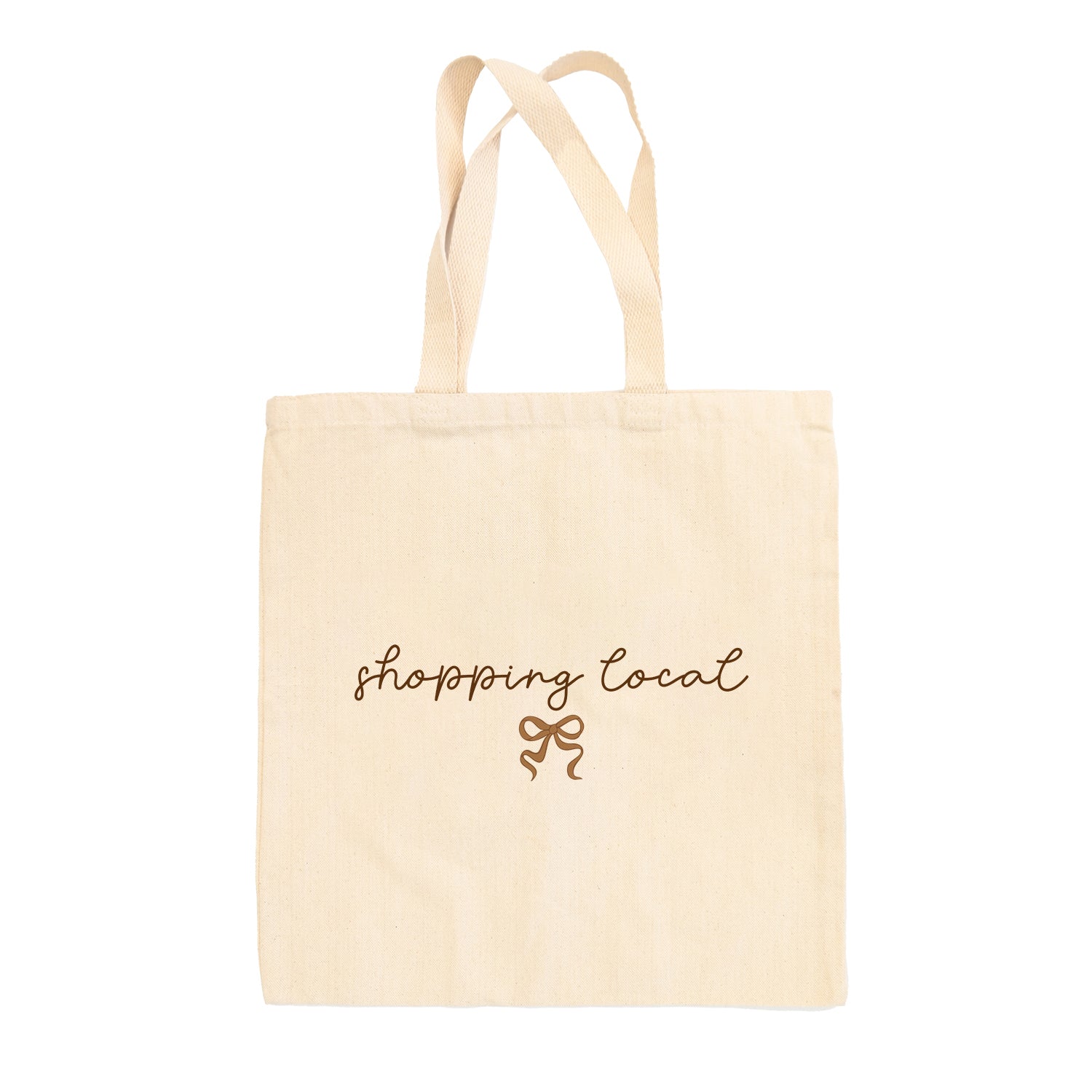 Shopping Local Script + Bow Tote Bag - clothing by TeeHivey.com (Image 1)