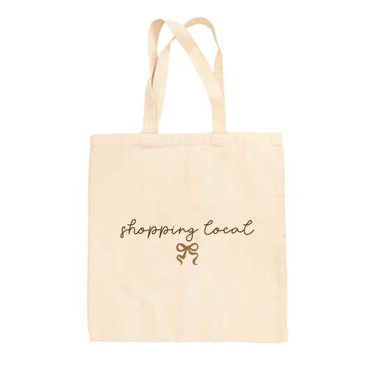 Shopping Local Script + Bow Tote Bag - clothing by TeeHivey.com (Image 1)