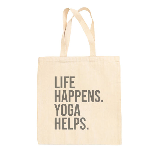 Life Happens Yoga Helps Tote Bag - clothing by TeeHivey.com