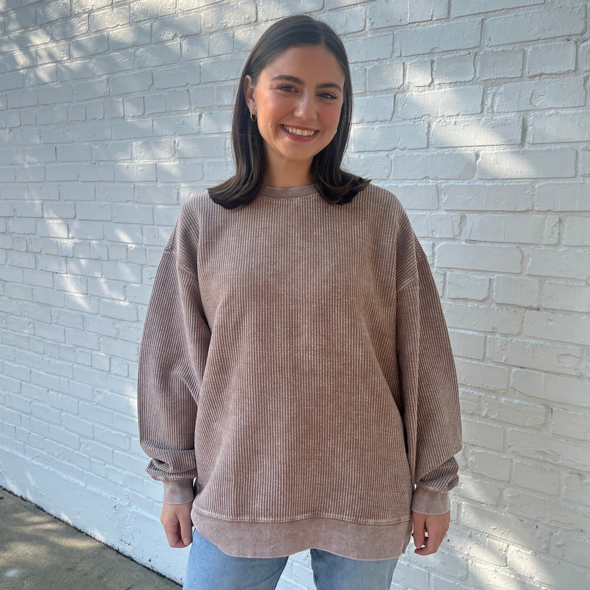 Pine Bark Oversized Corded Crew - clothing by TeeHivey.com (Image 1)