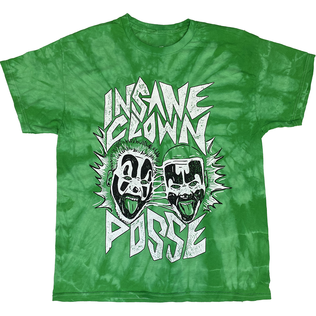 "Melting Faces" T-Shirt In Tie Dye Green