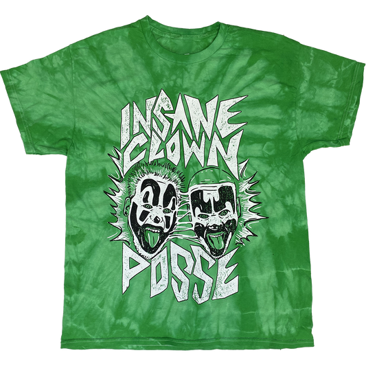 "Melting Faces" T-Shirt In Tie Dye Green