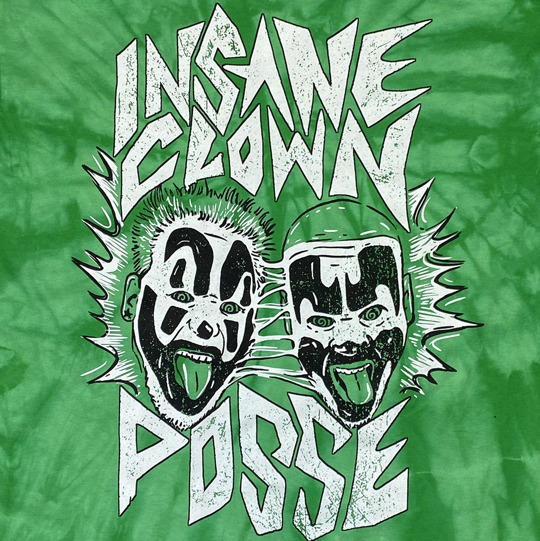 "Melting Faces" T-Shirt In Tie Dye Green