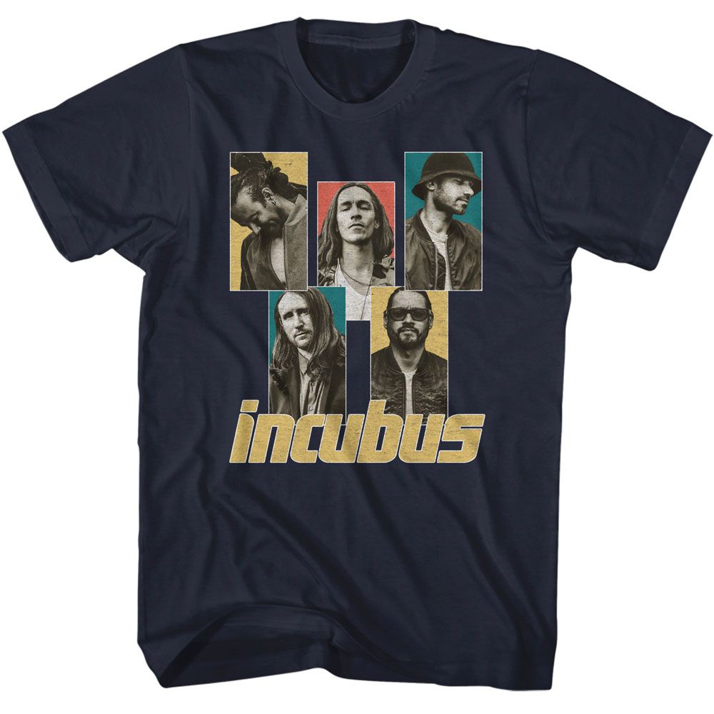 Incubus - Band Member Boxes - American Classics - Solid Blue Adult Short Sleeve T-Shirt - clothing by TeeHivey.com (Image 1)