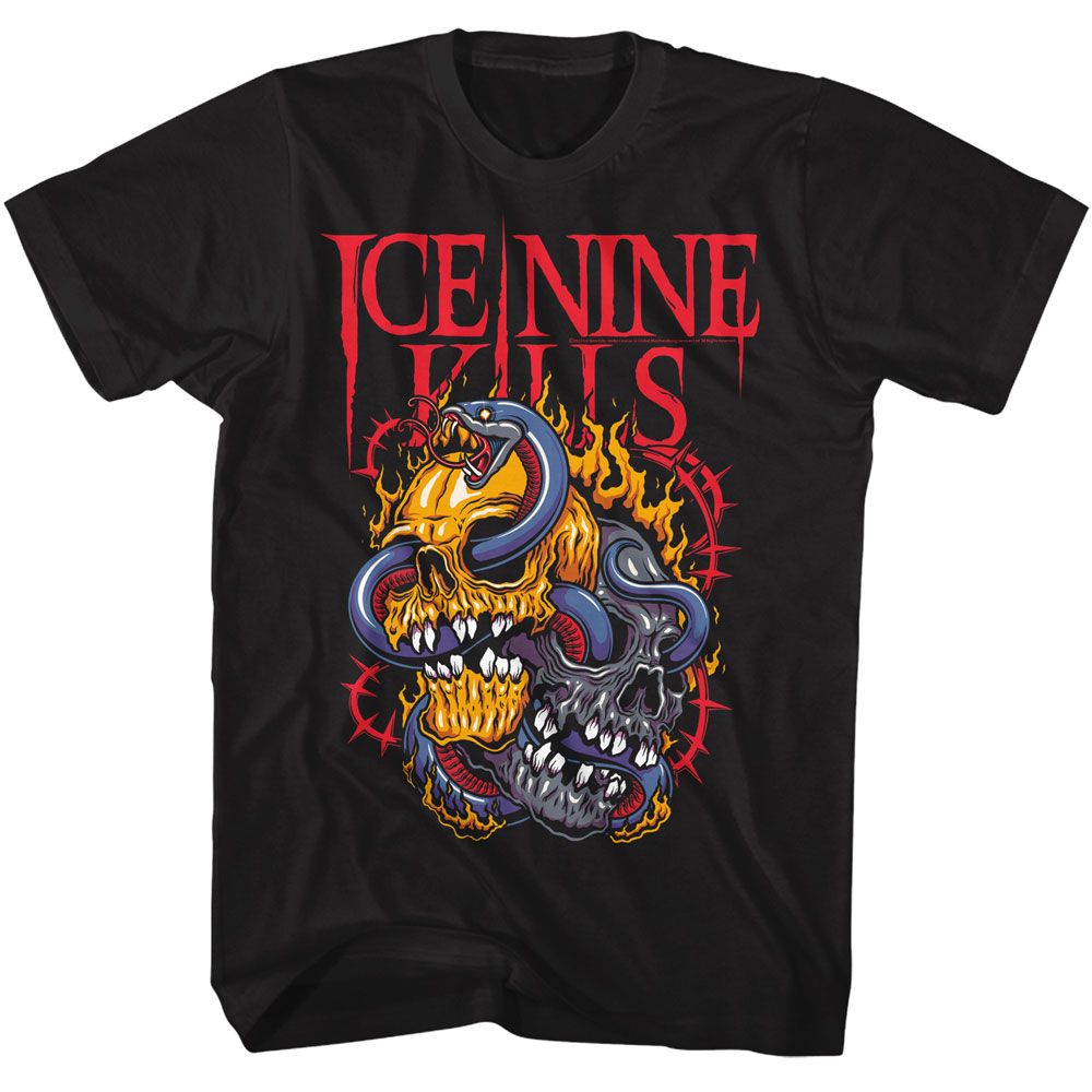 Ice Nine Kills Snake Skulls Black Solid Adult Short Sleeve T-Shirt - clothing by TeeHivey.com (Image 1)