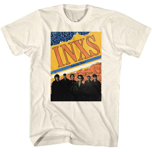 Inxs - Listen Like Thieves - American Classics - Solid Off-White Adult Short Sleeve T-Shirt (Image 1)