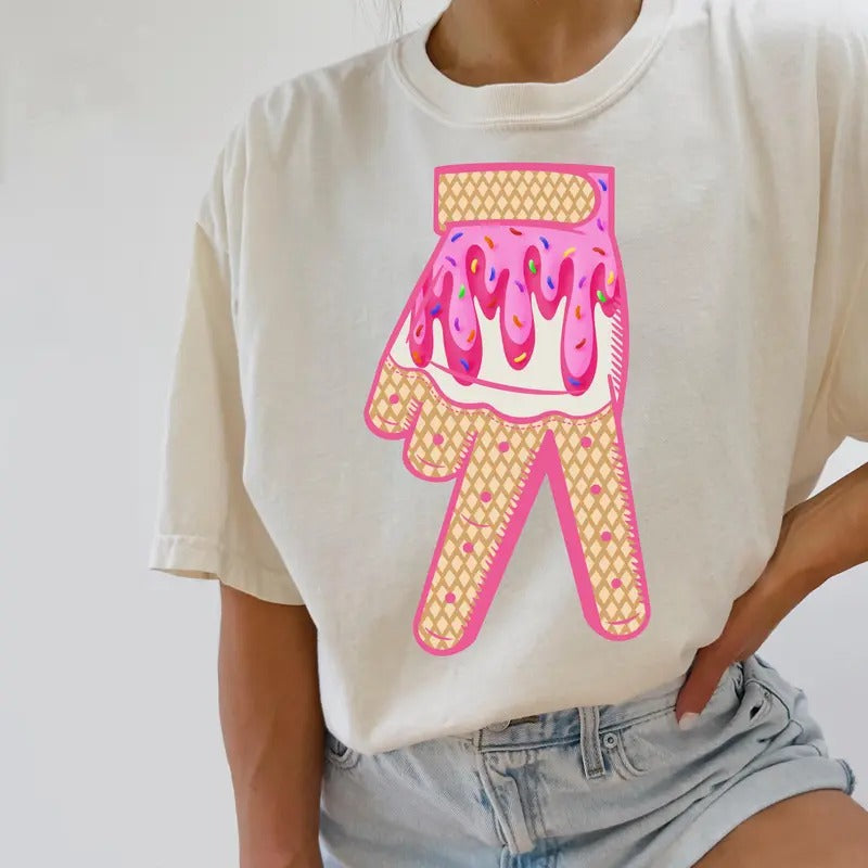 Ice Cream Baseball Batting Glove Drip T-Shirt, Baseball Mom T-Shirt, Mother's Day Gift