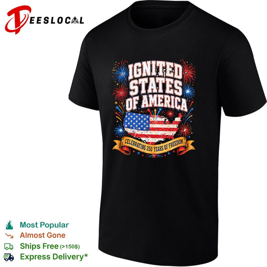 Ignited States of America celebrating 250 years of freedom fourth of july shirt