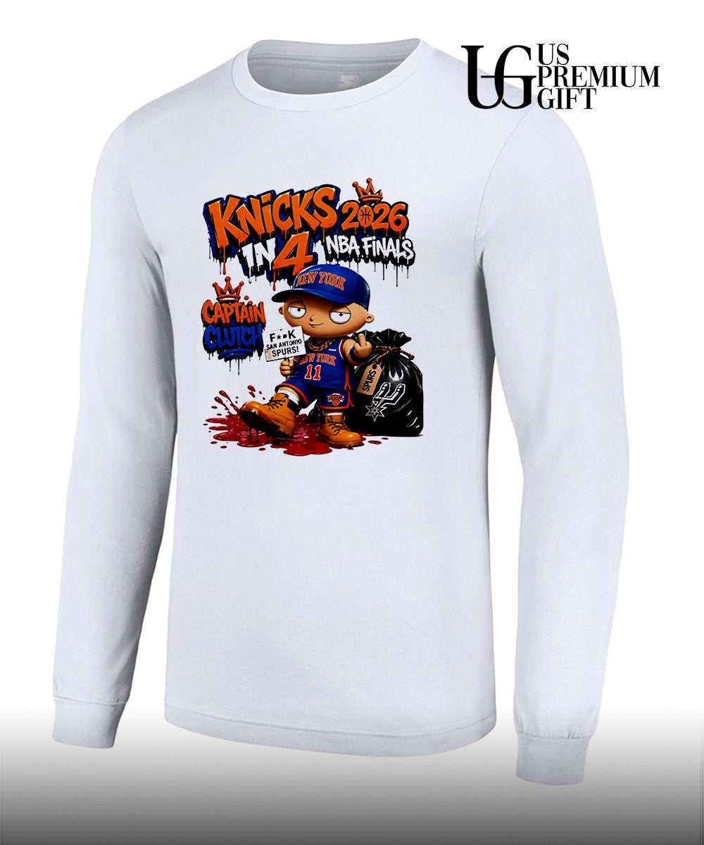 In 4 Captain Clutch Jalen Brunson Stewie Griffin middle finger anti San Antonio Spurs Finals 2026 shirt