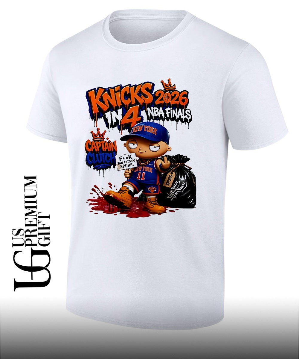 In 4 Captain Clutch Jalen Brunson Stewie Griffin middle finger anti San Antonio Spurs Finals 2026 shirt